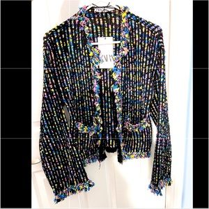 New ZARA Multicolor yarn knitted sweater Jacket